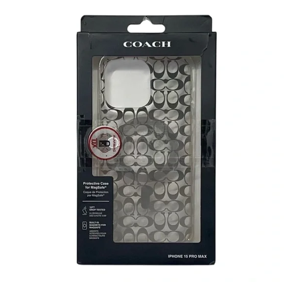 Coach Signature C Protective Case for Magsafe For iPhone 15 Pro Max Clear NIB - Picture 2 of 7